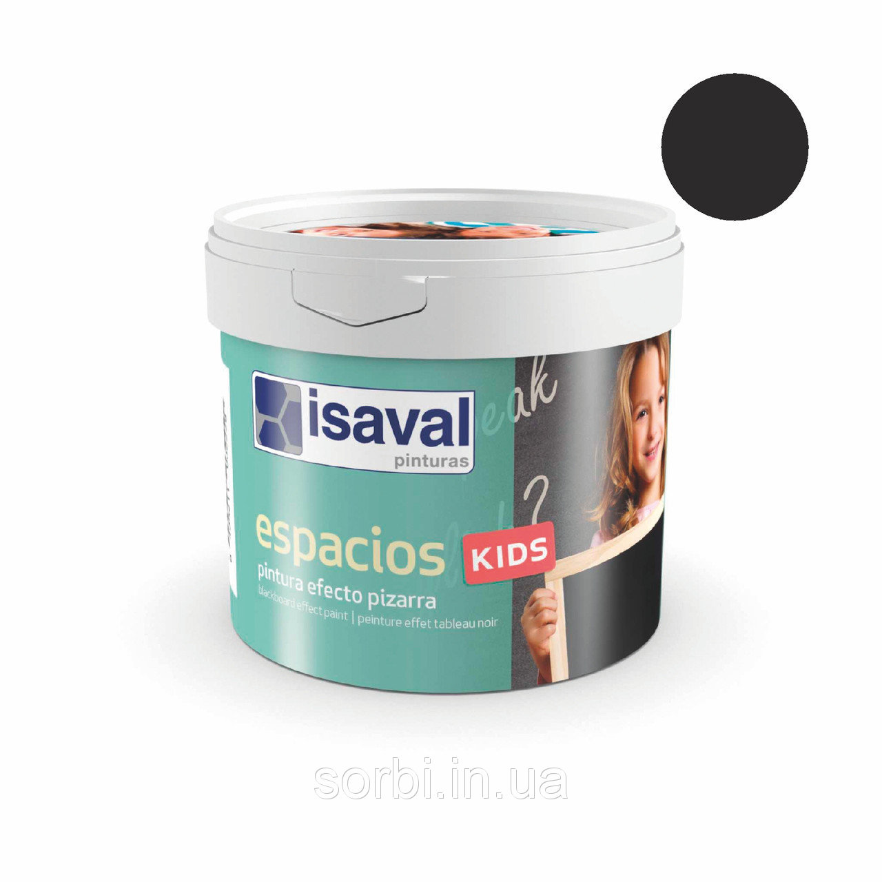 Фарба для шкільної дошки чорна - Espacios Kids 0,5л Isaval